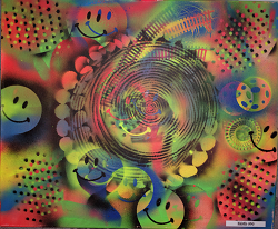 ERROR404 Sprayed smiley spiral.